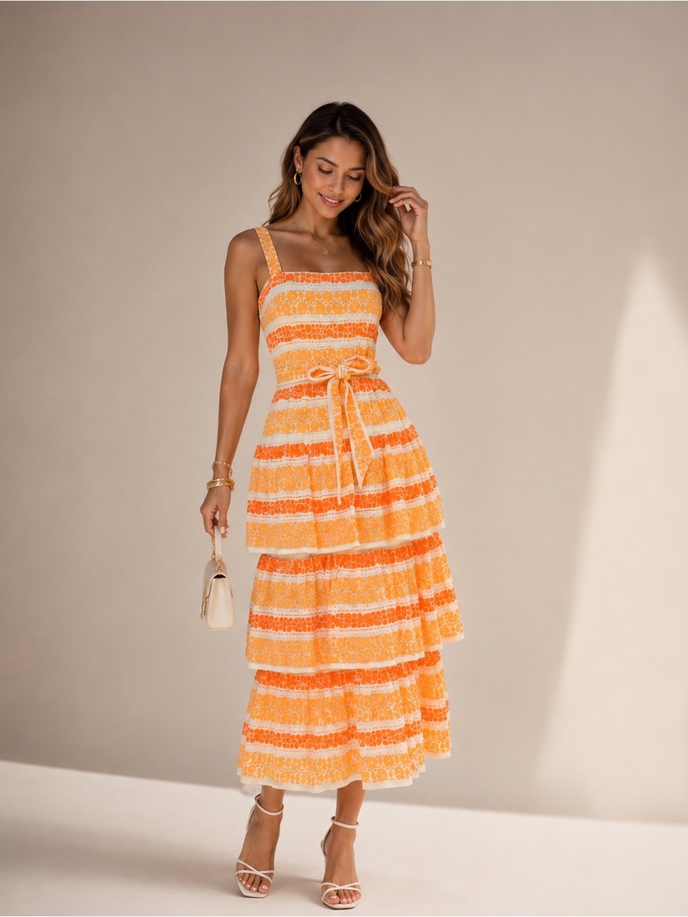 zimmermann orange dress Brightside Midi SS20 Silk Frilled Sz 0 The Mahon Tie Front Midi Dress in Tan Hibiscus from our Summer Swim 2026 Collection gmg-zimmermann-orange-dress-1006822 - Julia Berolzheimer